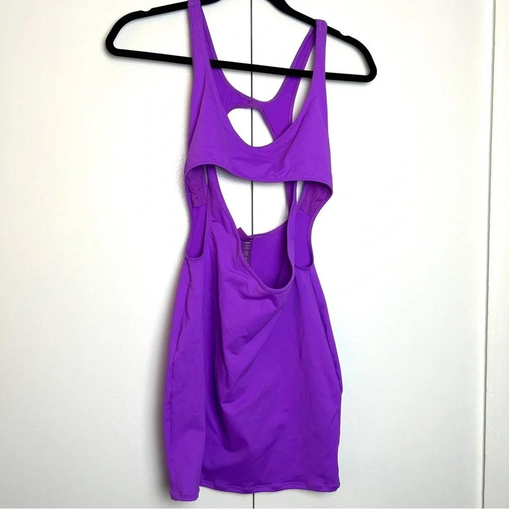 SKIMS Recycled Swim Cutout Tank Dress in Violet NWT
